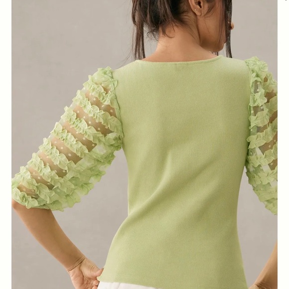 Anthropologie Dolan Light Green Ruffle Sleeve Blouse, Size XS, Great Condition! - Picture 2 of 12